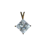 14K Yellow Gold Kite-Set Princess Cut Stone Solitaire Pendant