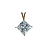 14K Yellow Gold Kite-Set Princess Cut Stone Solitaire Pendant