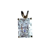 14K Yellow Gold Radiant Cut Solitaire Pendant Charm