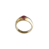 14K Gold Dome Ring with Lap Created Color Stone Cabochon