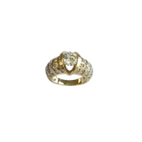 14K Gold Statement Ring with Pave Accents