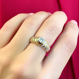 14K Gold Statement Ring with Pave Accents