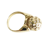 14K Gold Lap created gem stone Pavé Dome Ring