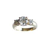 14K Gold Three-Stone Premium Cubic Zirconia Ring
