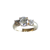 14K Gold Three-Stone Premium Cubic Zirconia Ring