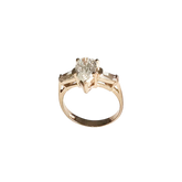 14K Gold Pear & Tapered Baguette Premium Cubic Zirconia Ring