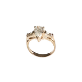 14K Gold Pear & Tapered Baguette Premium Cubic Zirconia Ring