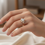 Sparkling Cluster Premium Cubic Zirconia 14K Gold Ring