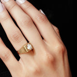 14K Gold Brilliant Premium Cubic Zirconia Solitaire Ring