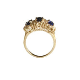 14K Gold Lap Created Color Stone and Brilliant Stone Cluster Ring