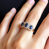 14K Gold Lap Created Color Stone and Brilliant Stone Cluster Ring