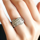 Sterling Silver Multi-Row Pave CZ Crystal Band Ring