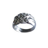Sterling Silver Pave Diamond-Cut Stone Cluster Ring