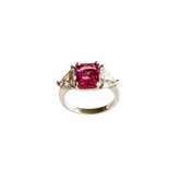 Sterling Silver Magenta Emerald Cut & Trillion Cut Statement Ring