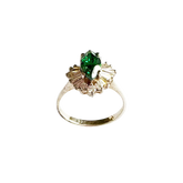 Vintage Sterling Silver Marquise Color Stone Accent Cocktail Ring