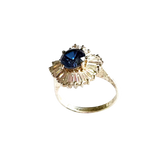 Vintage Sterling Silver Ring with Royal Blue Sapphire-Style Color Stone and Baguette Accents