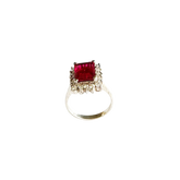 Sterling Silver Ruby Red Lap Created Color Stone Cluster Ring