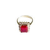 Sterling Silver Ruby Red Lap Created Color Stone Cluster Ring