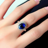 Vintage Sterling Silver Blue Stone and White Stone Cluster Ring