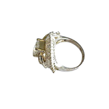 Sterling Silver Emerald Cut & Baguette Stones Cluster Ring