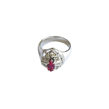 Sterling Silver Lap Created Color Stone Cocktail Ring