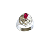 Sterling Silver Lap Created Color Stone Cocktail Ring