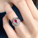 Sterling Silver Lap Created Color Stone Cocktail Ring