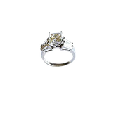 Sterling Silver Ring with Radiant-Cut Center Stone and Tapered Baguette Side Stones