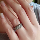 Sterling Silver Pave Cubic Zirconia Domed Crossover Ring