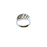 Elegant Multi-Row Sparking Stones Accent Sterling Silver Ring