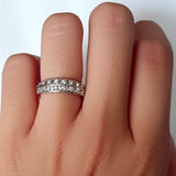 Shimmering Sterling Silver Dual-Row CZ Eternity Ring