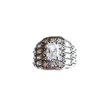 Sterling Silver Square-Cut CZ Pave Engagement Ring