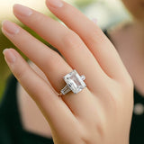 Sterling Silver Emerald-Cut & Baguette Accent Ring