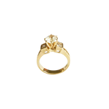 14K Yellow Gold Three-Stone Engagement Ring with Round and Princess Cut Stones