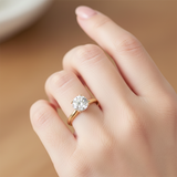 14K Yellow Gold 4-Prong Solitaire Ring with Round Brilliant Stone