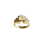 14K Yellow Gold Vintage-Inspired Multi-Row Stone Cluster Ring