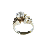 14K Yellow Gold Vintage-Inspired Multi-Row Stone Cluster Ring