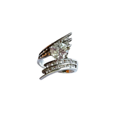 Modern Sterling Silver Swirl Ring with Round Solitaire & Channel-Set Accents