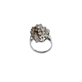 Retro Sterling Silver "Cascade" Cluster Ring with Baguette Accents