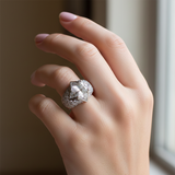 Sterling Silver Star-Shaped Princess Cut Statement Ring with Pavé Band