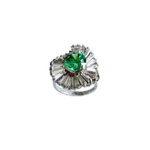 Vintage-Style Sterling Silver Green Color Stone "Ballerina" Cocktail Ring