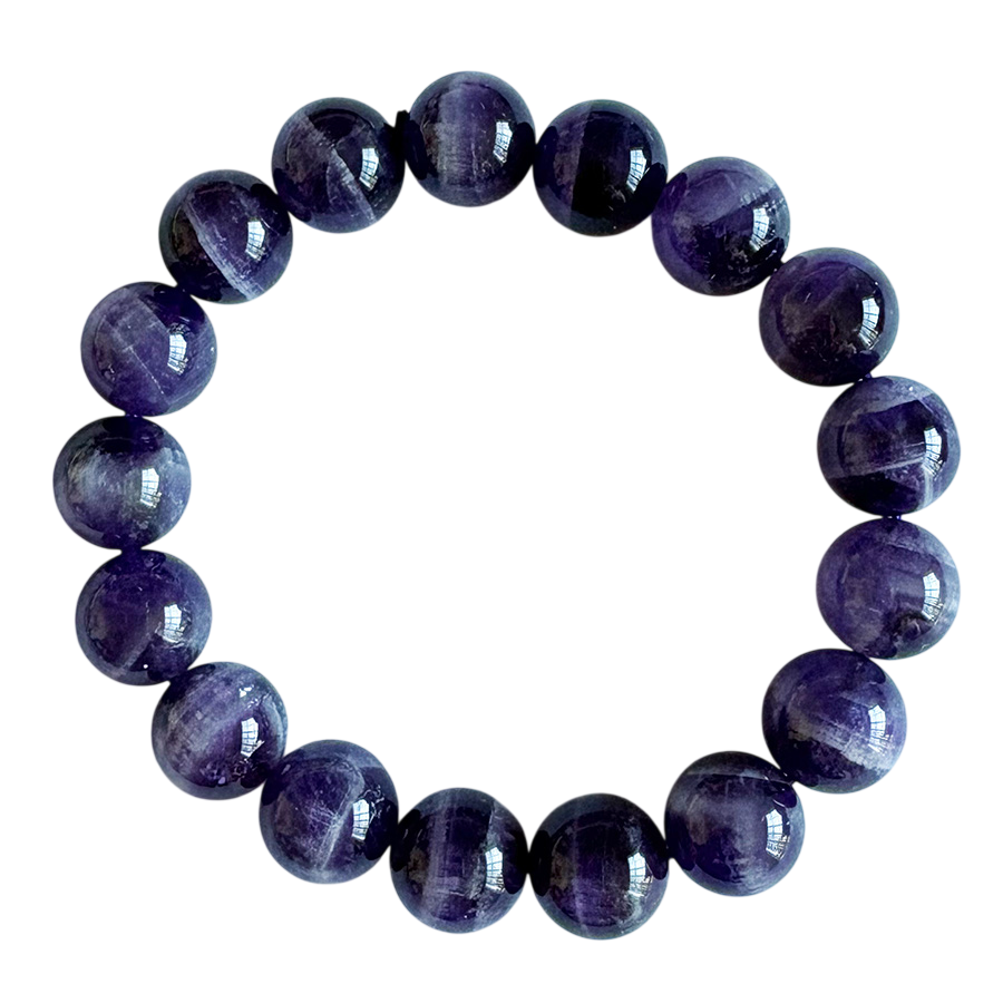 Natural Chevron Amethyst Beaded Stretch Bracelet