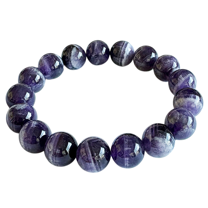 Natural Chevron Amethyst Gemstone Stretch Bracelet