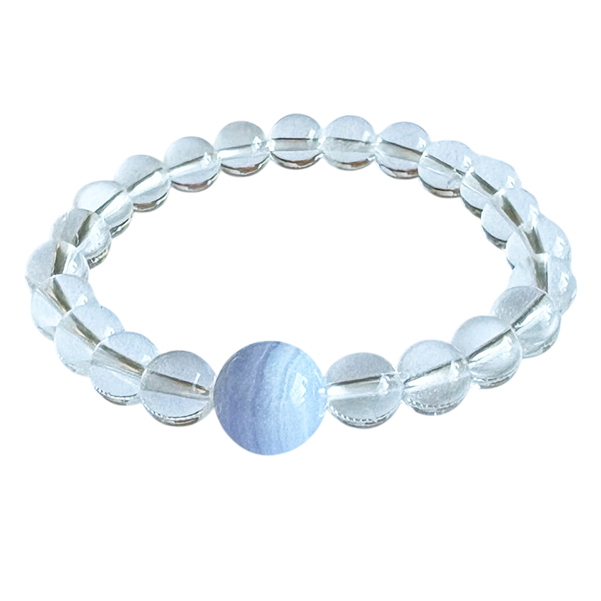  Clear Quartz Mixed Blue Lace Agate Bracelet