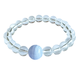  Clear Quartz Mixed Blue Lace Agate Bracelet