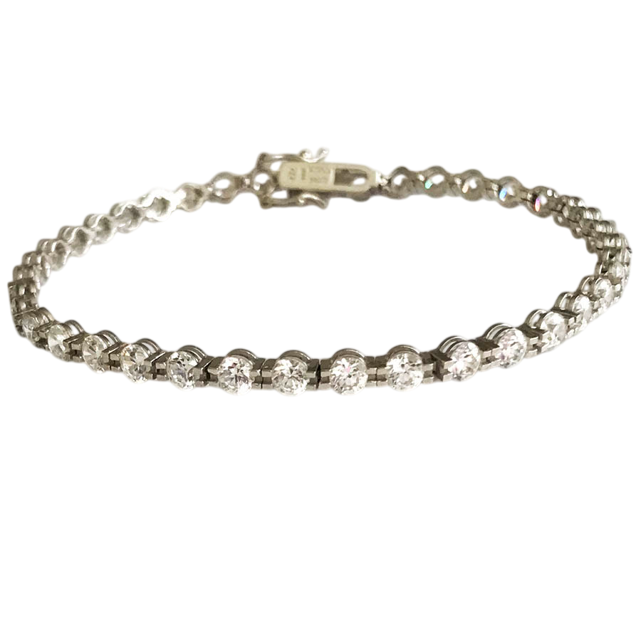 Classic 14K White Gold Round-Cut Stone Tennis Bracelet