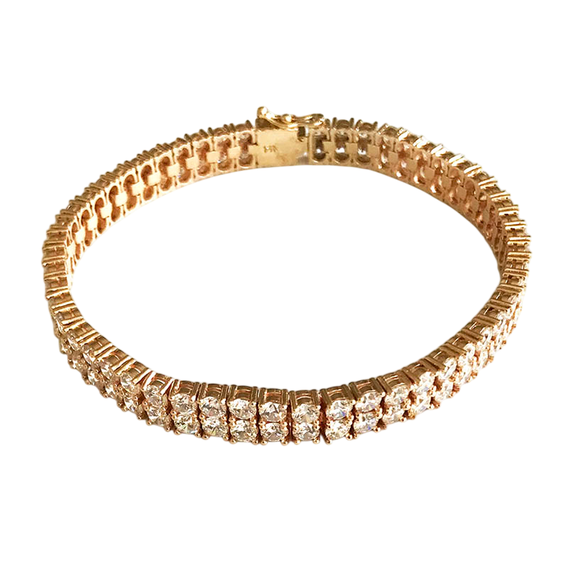 14K Yellow Gold Double-Row Stone Tennis Bracelet