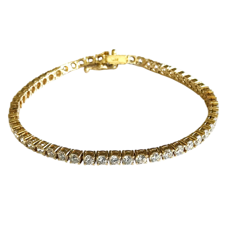 14K Yellow Gold Tennis Bracelet with Round cut Stone