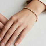 14K Yellow Gold Tennis Bracelet with Round cut Stone