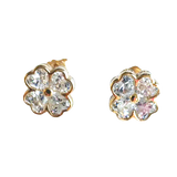 14K Gold & Premium Cubic Zirconia Clover Stud Earrings